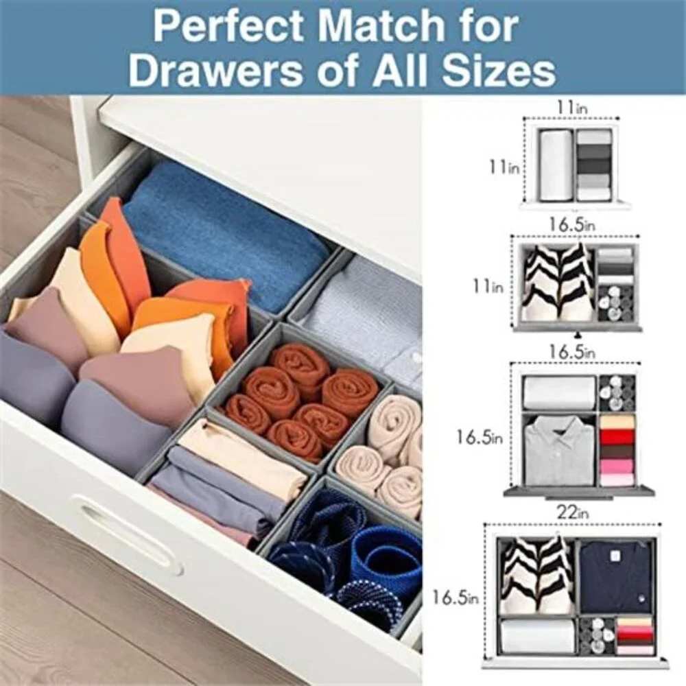 Drawer Organizer Set 8 Pack Closet Storage Foldable Clothes Socks Scarves Ties